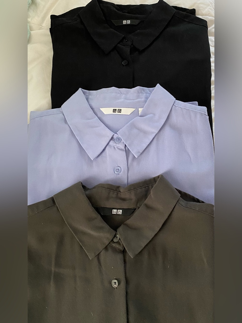Uniqlo Sleeveless & Short-Sleeve Button-Up Tops - Black, Brown, Light Blue